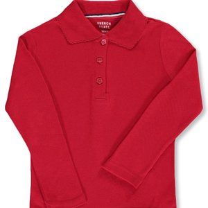 French Toast SA9424 Girls Long Sleeve Picot Polo Red